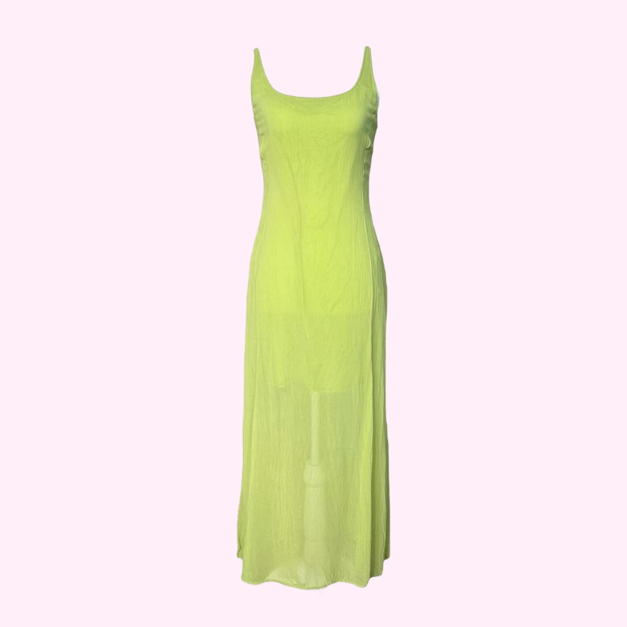 Lime Green Nylon Maxi Dress S