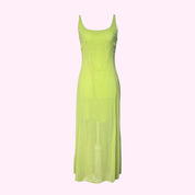 Lime Green Nylon Maxi Dress S
