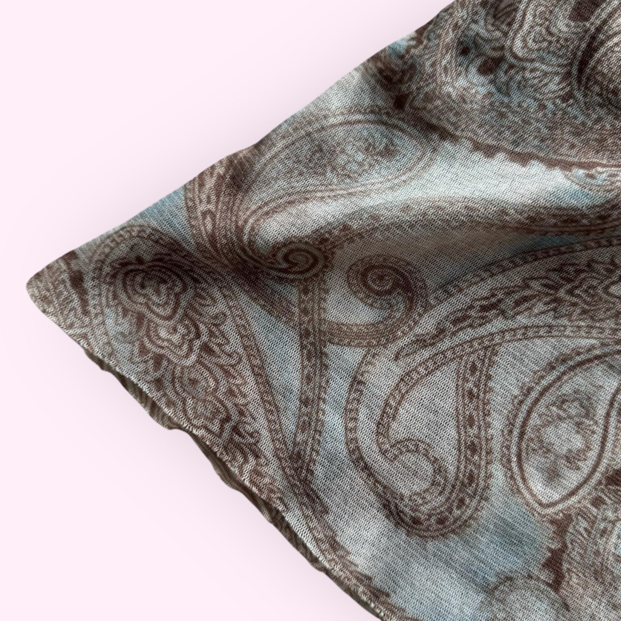 Brown and Blue Paisley Print Top L