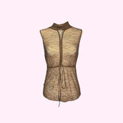 Brown Sheer Lace Tank Top S