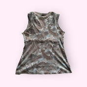 Brown and Blue Paisley Print Top L