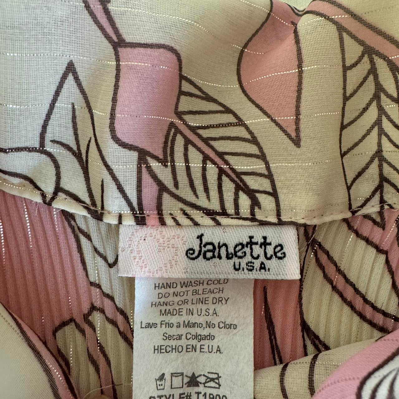 Baby Pink and White Floral Pattern Blouse S