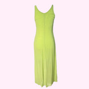 Lime Green Nylon Maxi Dress S