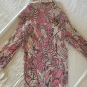 Baby Pink and White Floral Pattern Blouse S