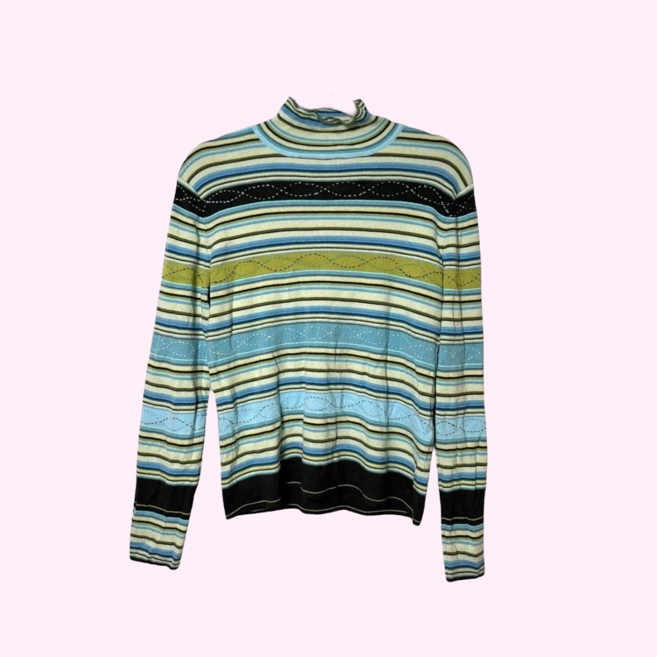 Blue and Green Striped Sweater M