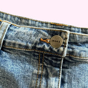 Denim Midi Skirt with Embroidery Detail XS