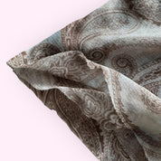 Brown and Blue Paisley Print Top L