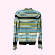 Blue and Green Striped Sweater M