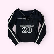 Black Long Sleeve Cropped Top S
