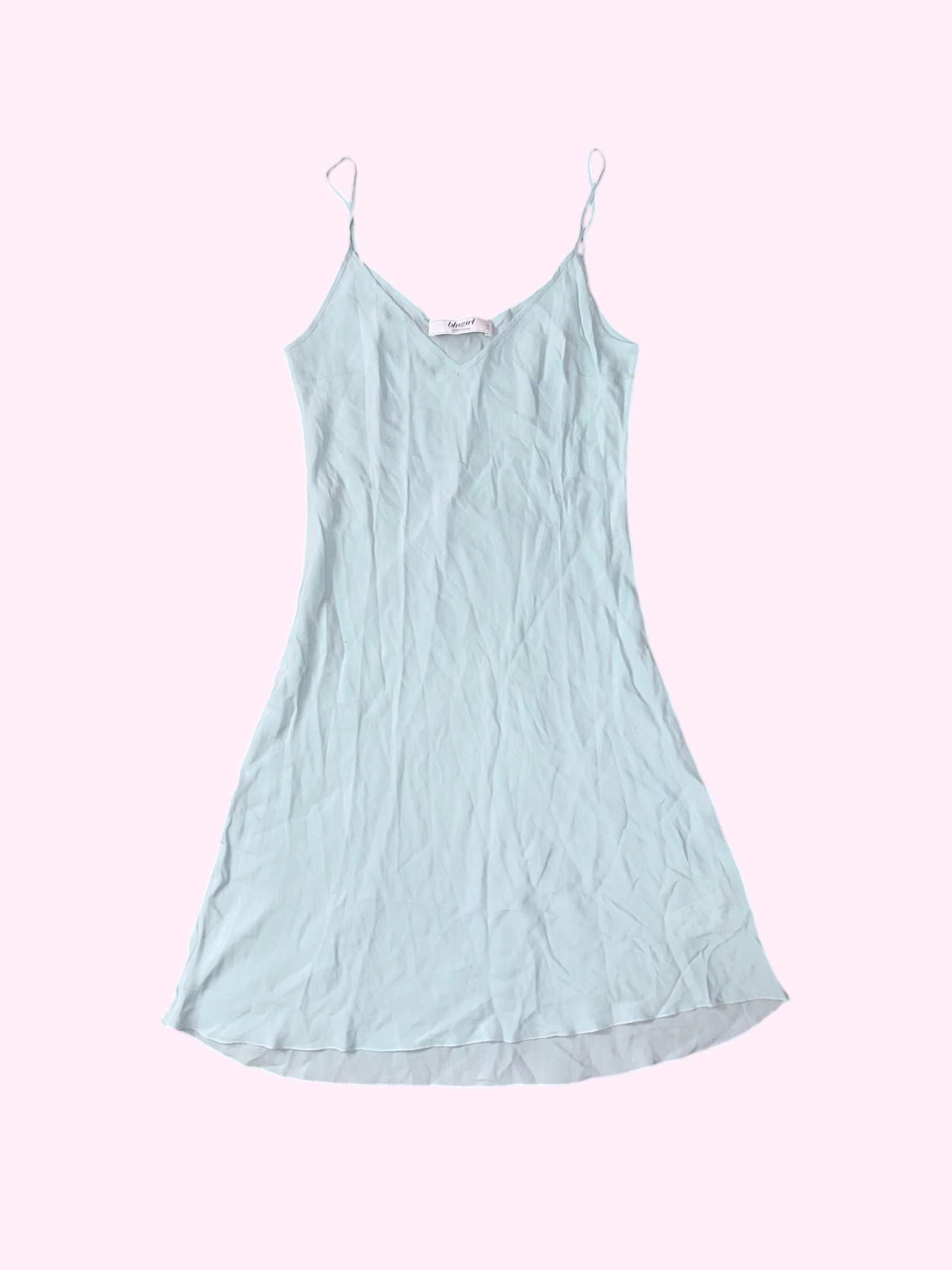 Blumarine Blugirl Soft Blue Silk Mini Dress S-M