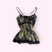 Yellow and Black Babydoll Tank Top XS