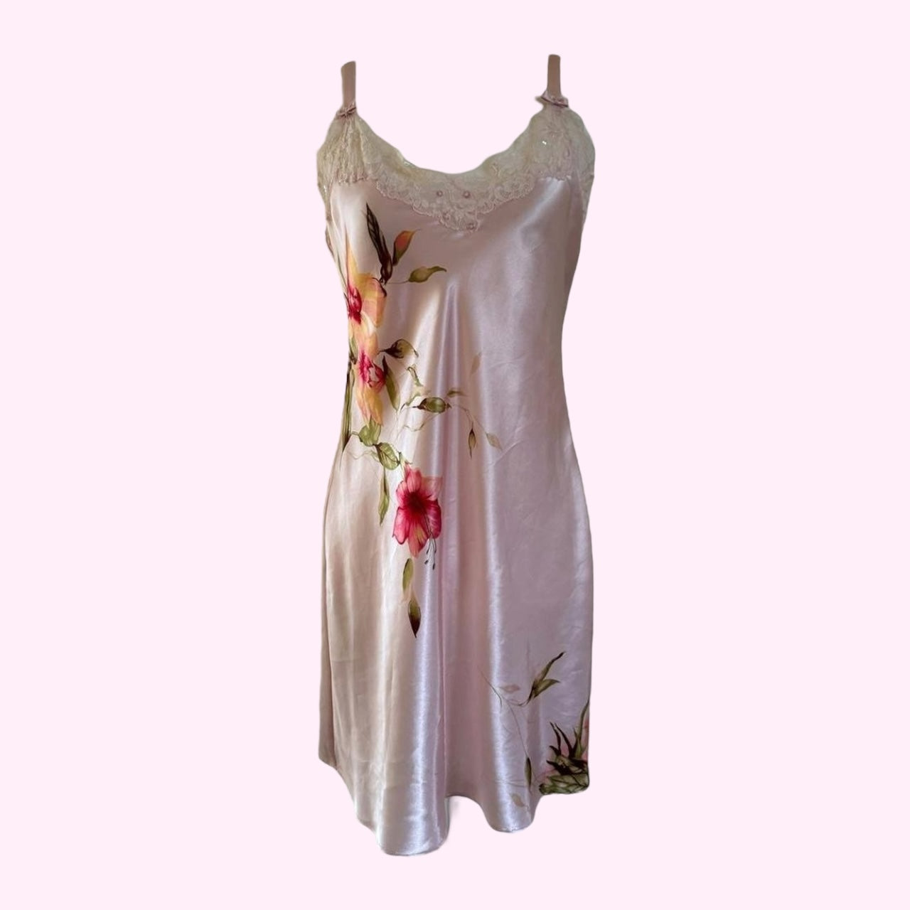 Pink Satin Mini Slip Dress M