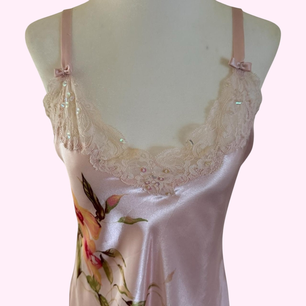 Pink Satin Mini Slip Dress M