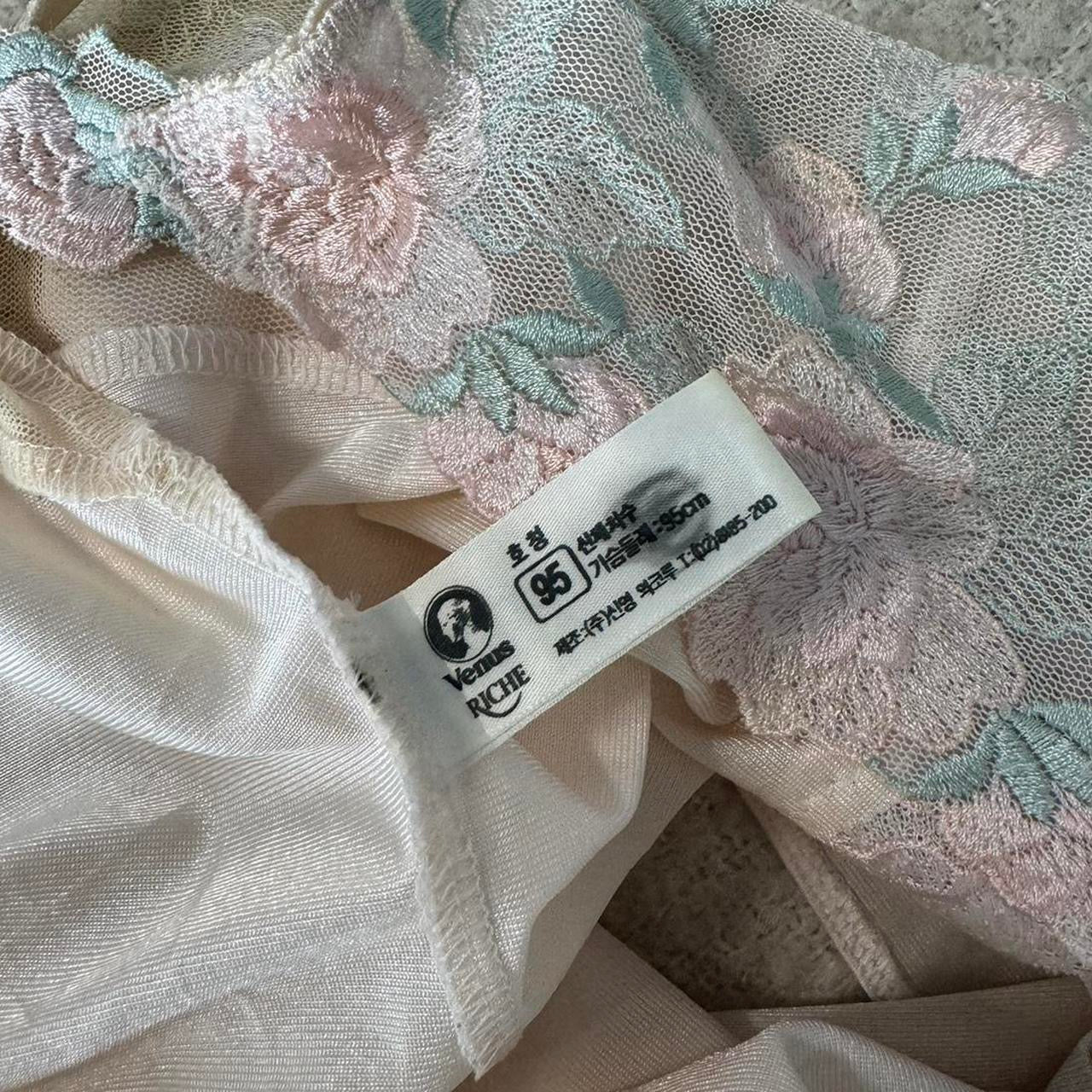 Cream and Pink Floral Mesh Lace Tank Top L
