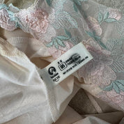 Cream and Pink Floral Mesh Lace Tank Top L