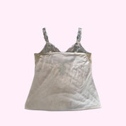Cream and Pink Floral Mesh Lace Tank Top L