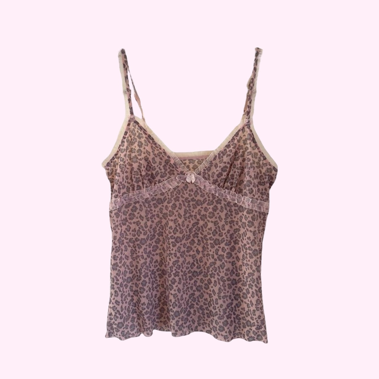 Pink Leopard Print Mesh Tank Top M