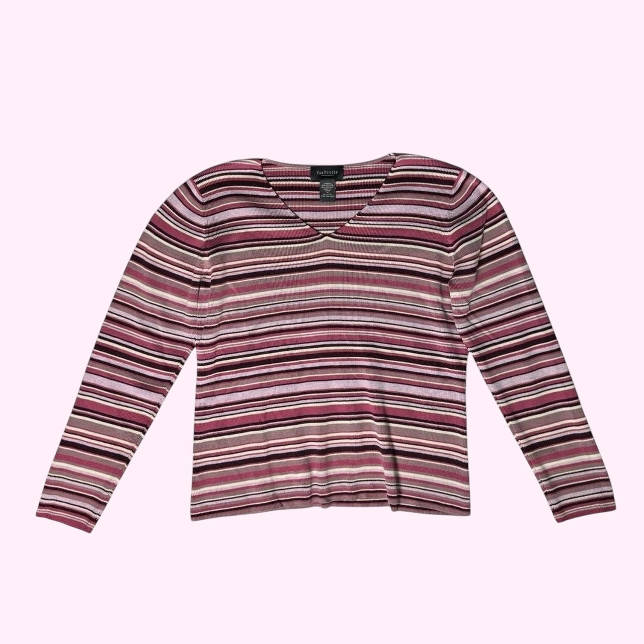 Pink Striped Knit Top M