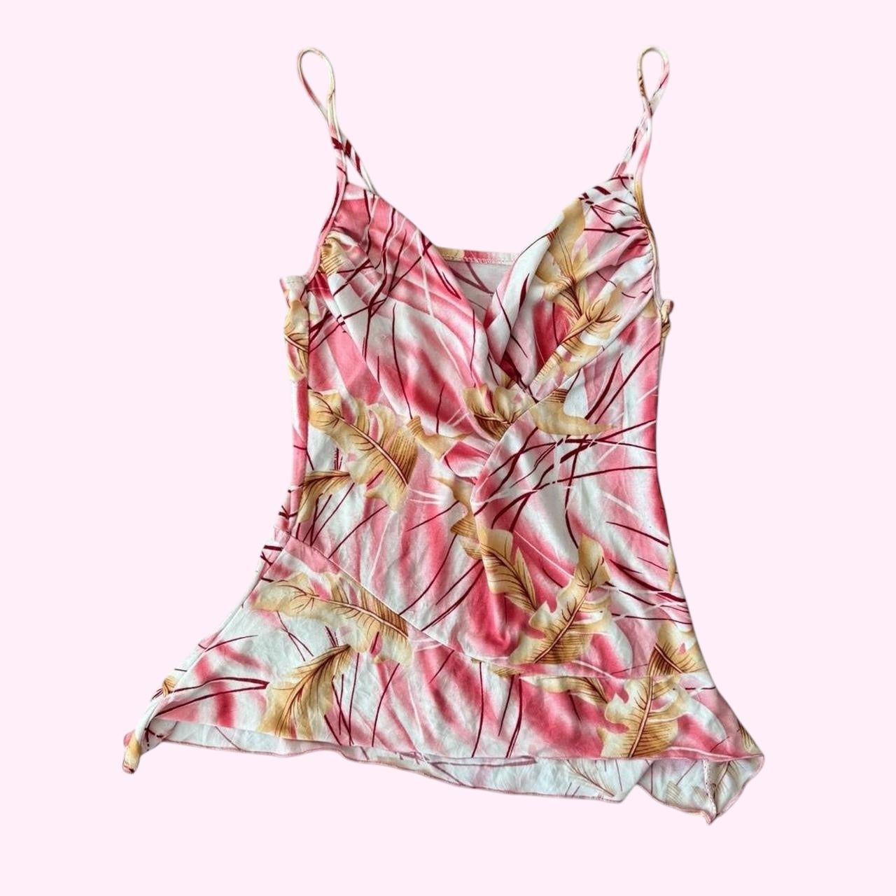 Pink and White Floral Tank Top XS