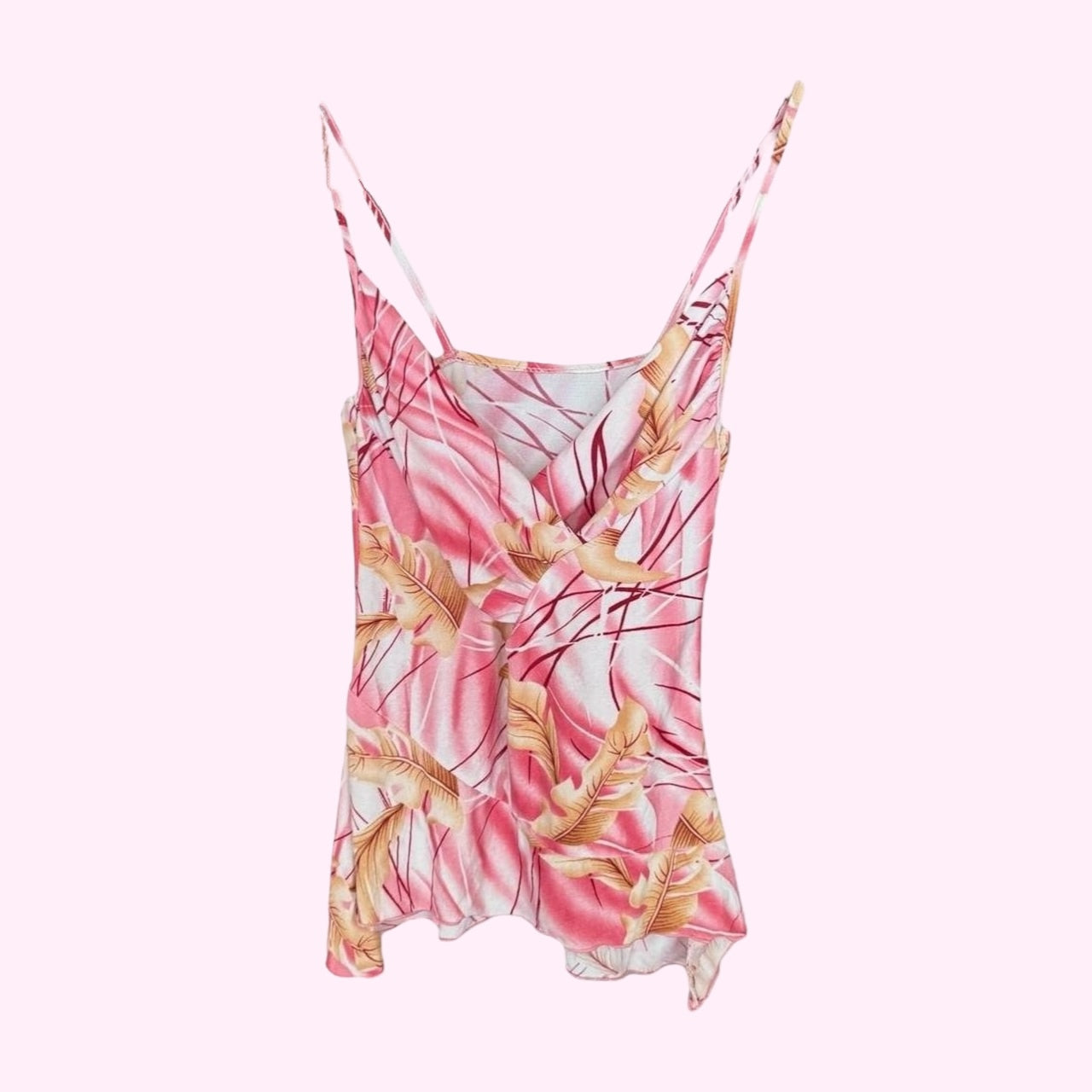 Pink and White Floral Tank Top XS