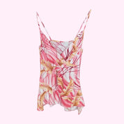 Pink and White Floral Tank Top XS