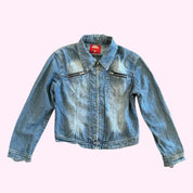 Light Wash Denim Blue Moto Jacket M
