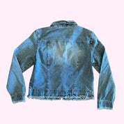 Light Wash Denim Biker Moto Jacket L
