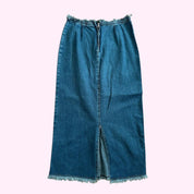 Dark Wash Denim Blue Midi Skirt XS