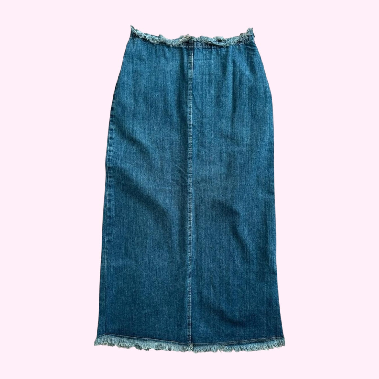 Dark Wash Denim Blue Midi Skirt XS