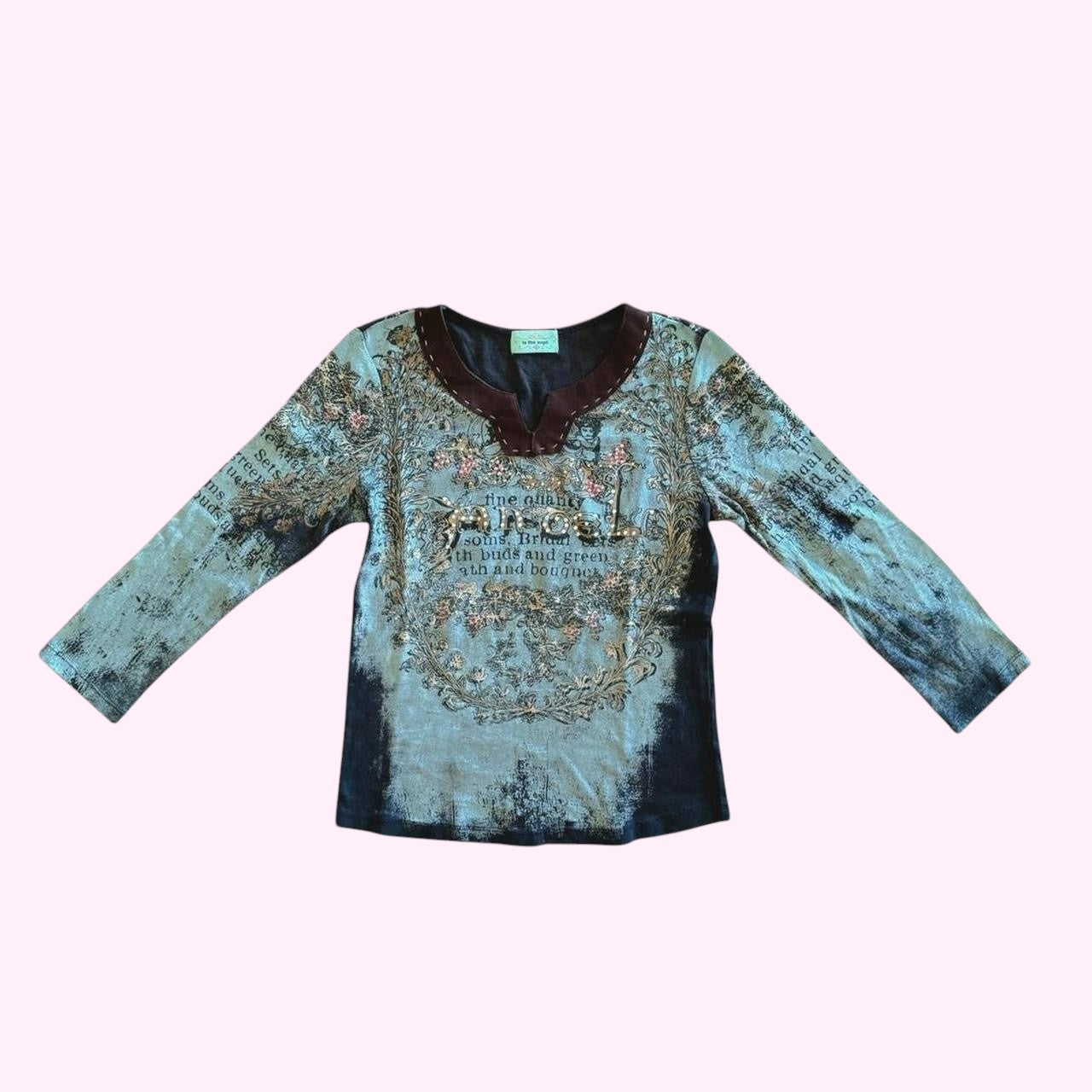 Blue Graphic 3/4 Sleeve Top M