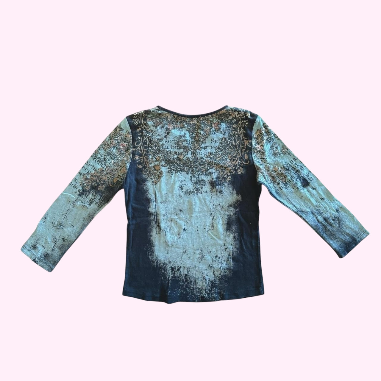Blue Graphic 3/4 Sleeve Top M