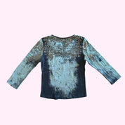Blue Graphic 3/4 Sleeve Top M