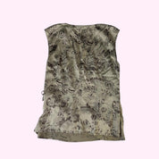 Metallic Beige Silk Sleeveless Top M