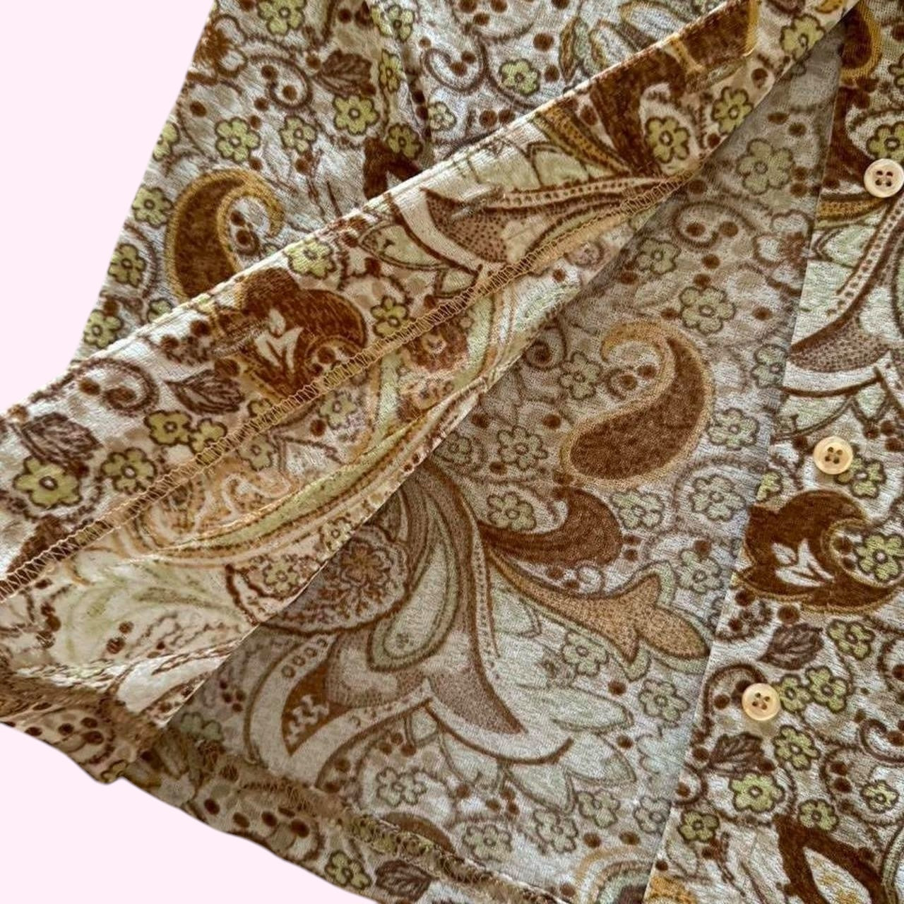 Paisley Print Earth Tones 3/4 Sleeve Top S