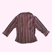 Black and Pink Striped 3/4 Sleeve Top S